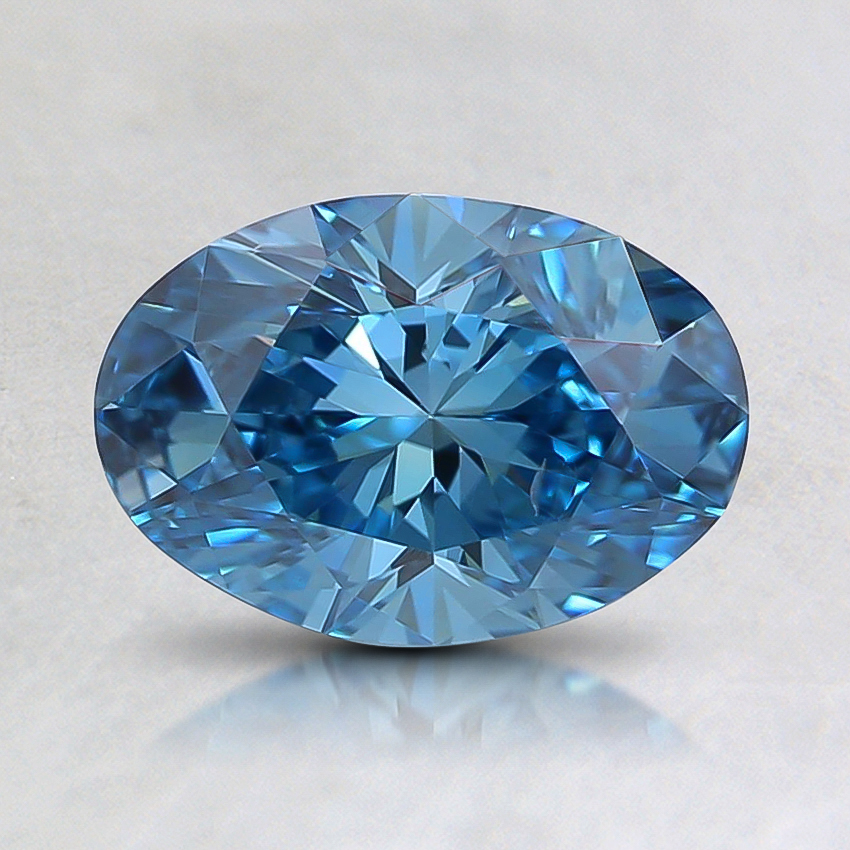 0.92 Ct. Fancy Intense Greenish Blue Oval Lab Created Diamond