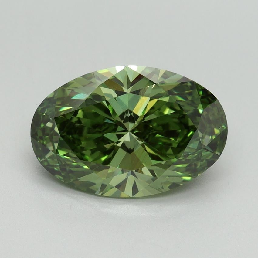 3.16 Ct. Fancy Vivid Green Oval Lab Grown Diamond