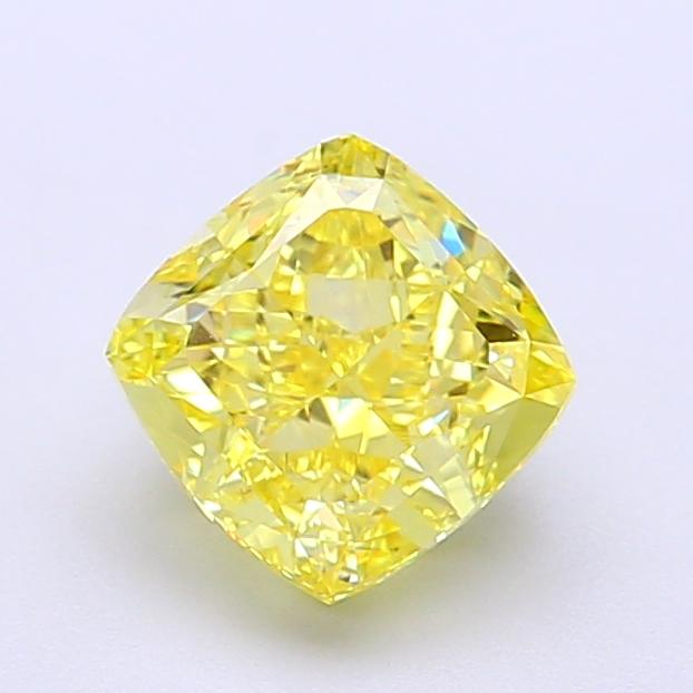 1.52 Ct. Fancy Vivid Yellow Cushion Lab Grown Diamond