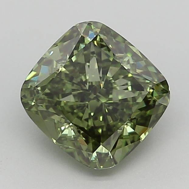 2.71 Ct. Fancy Vivid  Green Cushion Lab Grown Diamond