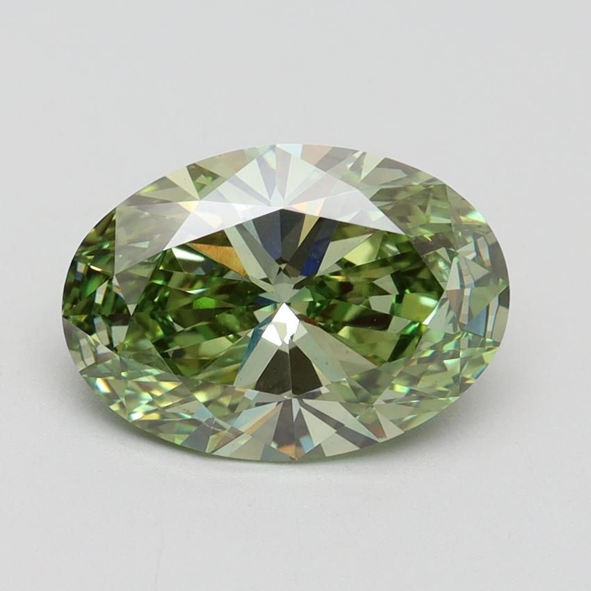 3.06 Ct. Fancy Vivid Green Oval Lab Grown Diamond