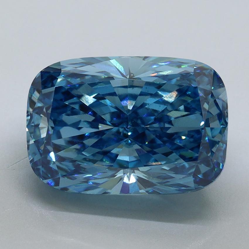 5.51 Ct. Fancy Vivid Malibu Blue Cushion Lab Grown Diamond