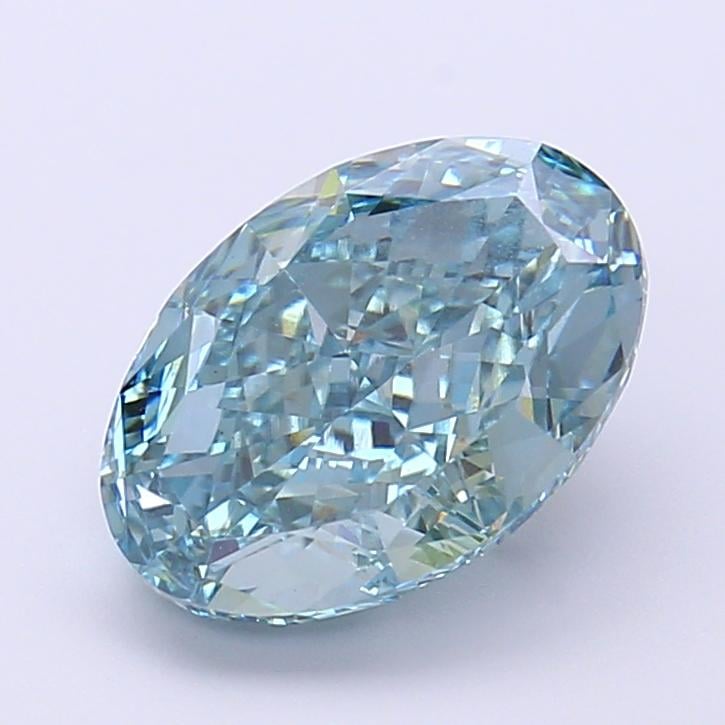 3.07 Ct. Fancy Vivid Bluish Green Oval Lab Grown Diamond