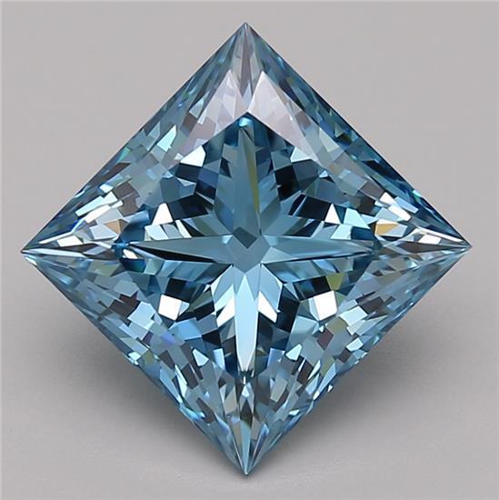 3.83 Ct. Fancy Vivid Blue Princess Lab Grown Diamond