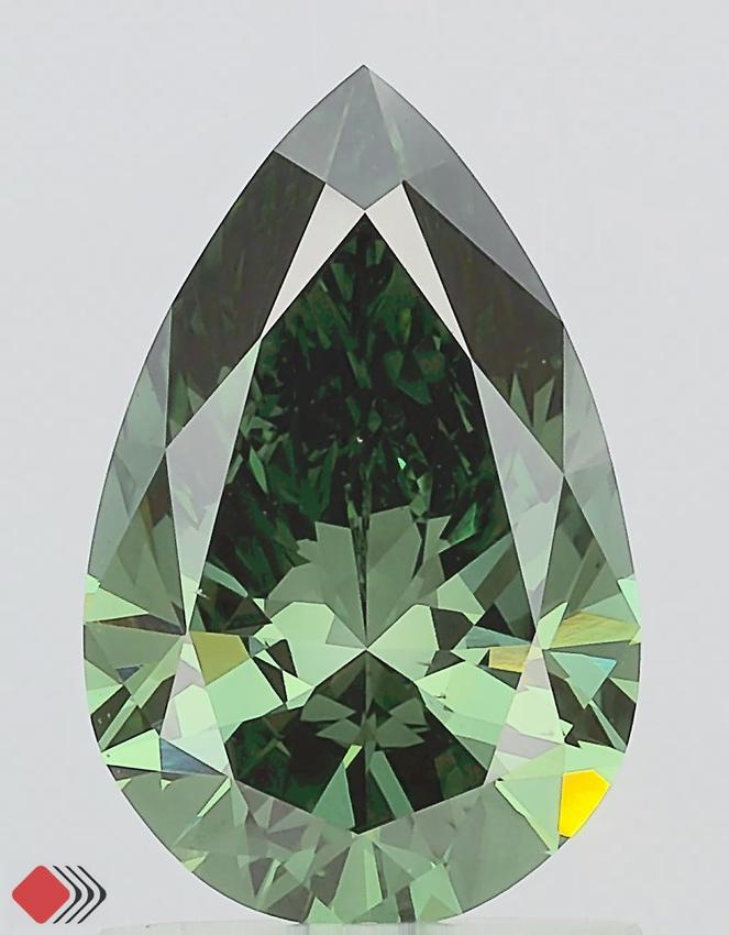 1.48 Ct. Fancy Deep Green Pear Lab Grown Diamond