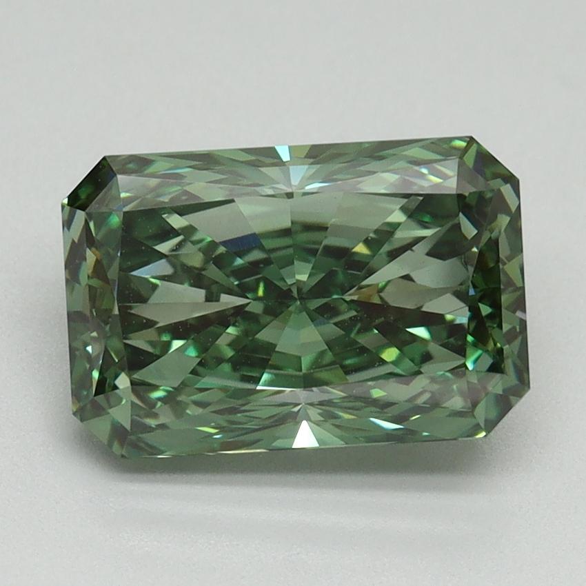 3.12 Ct. Fancy Vivid Green Radiant Lab Grown Diamond