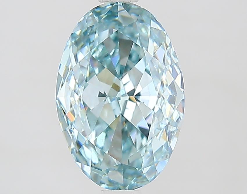 2.51 Ct. Fancy Intense Greenish Blue Oval Lab Grown Diamond