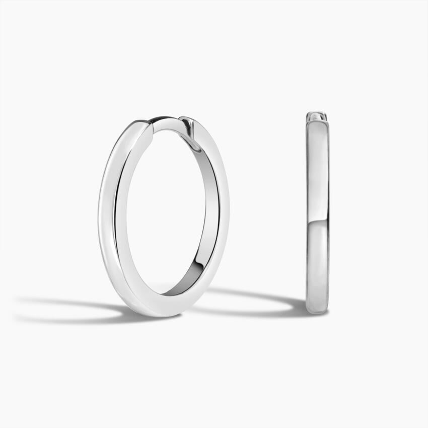 14K White Gold 1.6mm Mini Perfect Flat Hoop Earrings