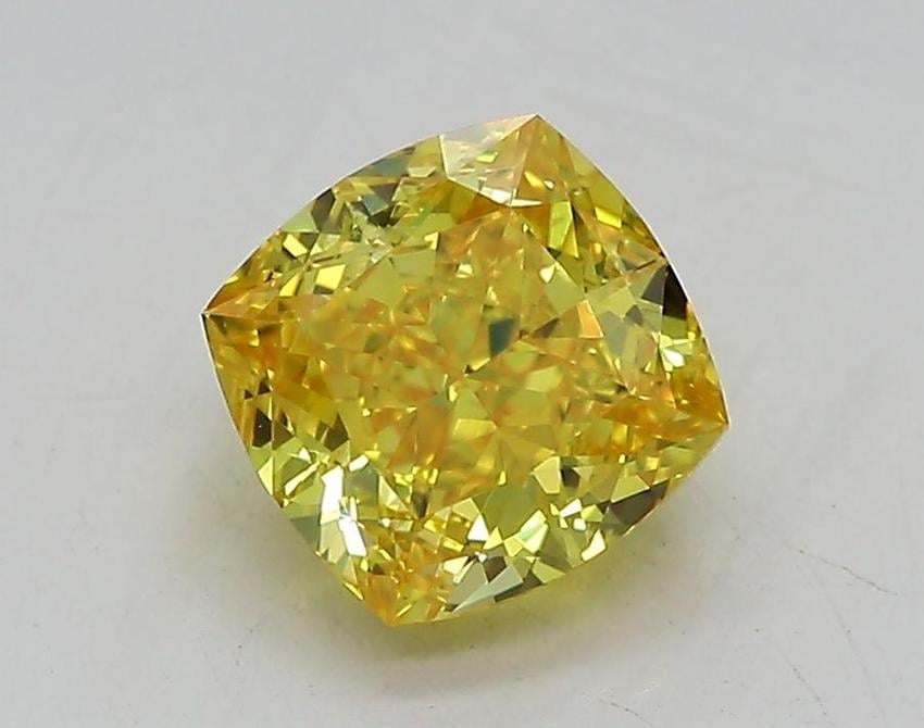 1.23 Ct. Fancy Vivid Yellow Cushion Lab Grown Diamond