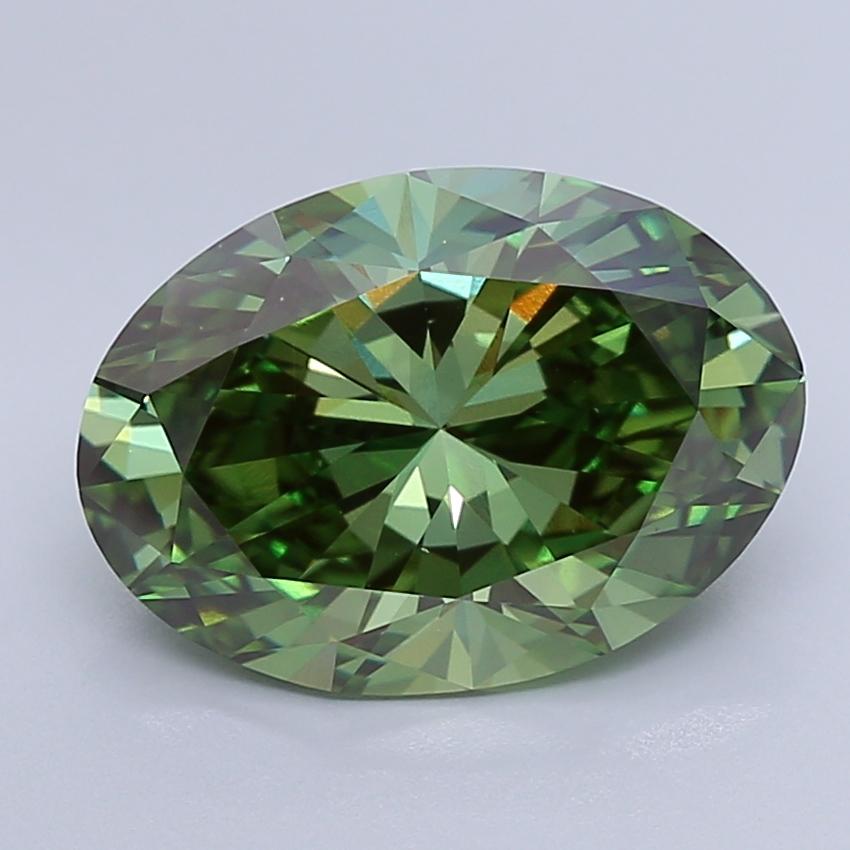6.00 Ct. Fancy Vivid Green Oval Lab Grown Diamond