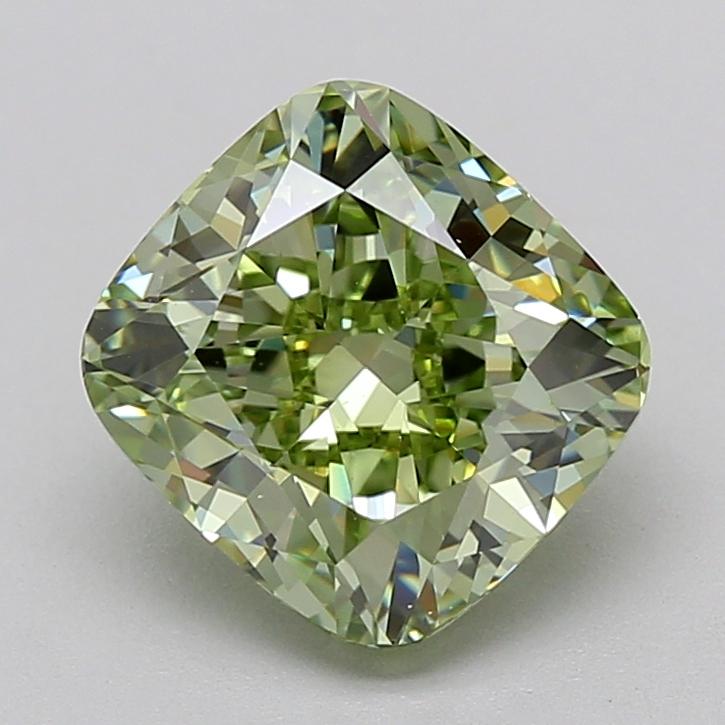 2.53 Ct. Fancy Green Cushion Lab Grown Diamond