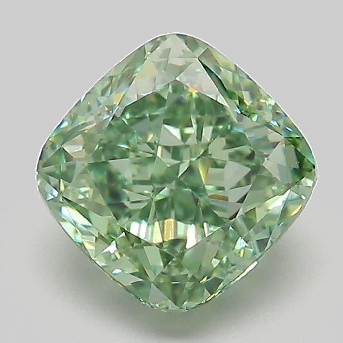 2.10 Ct. Fancy Vivid Green Cushion Lab Grown Diamond