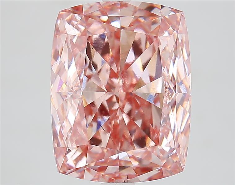 6.06 Ct. Fancy Vivid  Pink Cushion Lab Grown Diamond