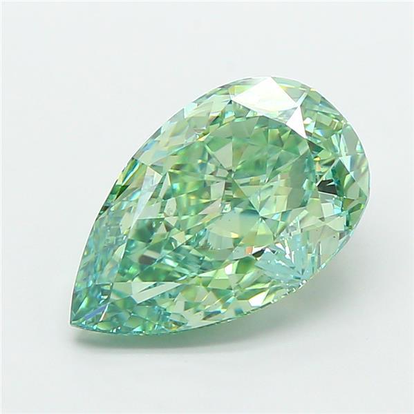 3.96 Ct. Fancy Vivid Green Pear Lab Grown Diamond