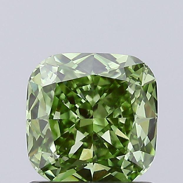 0.88 Ct. Fancy Vivid Green Cushion Lab Grown Diamond
