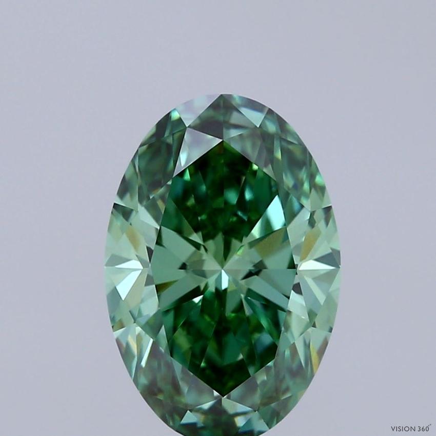 3.01 Ct. Fancy Vivid Green Oval Lab Grown Diamond