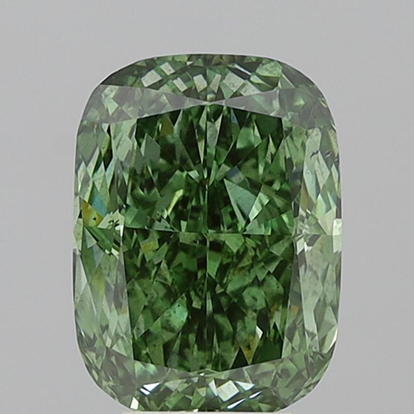 6.01 Ct. Fancy Vivid Green Cushion Lab Grown Diamond