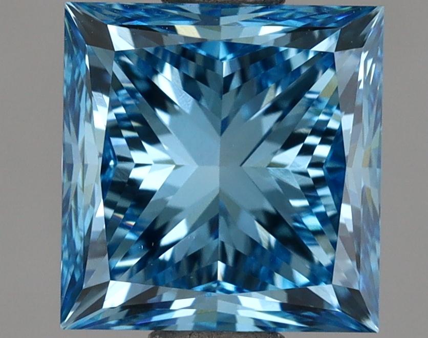 2.01 Ct. Fancy Vivid  Blue Princess Lab Grown Diamond