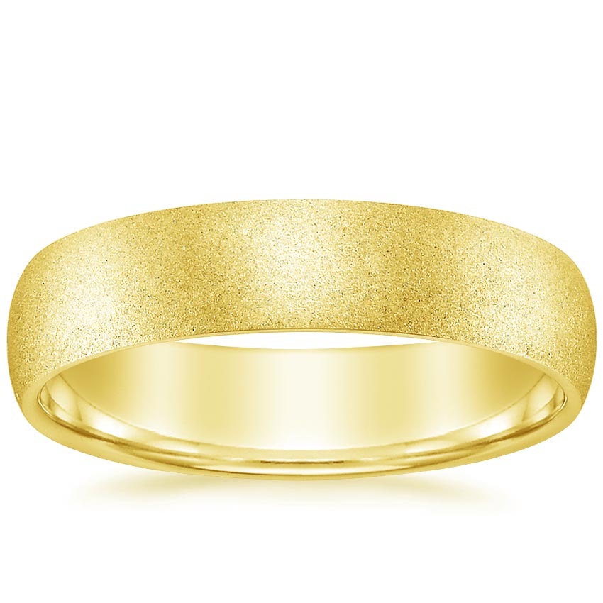 18K Yellow Gold 5mm Sandblasted Comfort Fit Wedding Ring