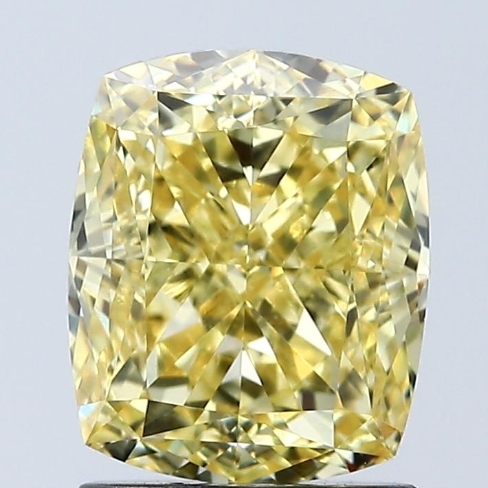 2.03 Ct. Fancy Vivid Yellow Cushion Lab Grown Diamond