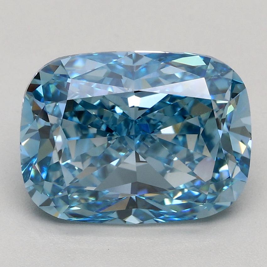 3.07 Ct. Fancy Vivid Blue Cushion Lab Grown Diamond