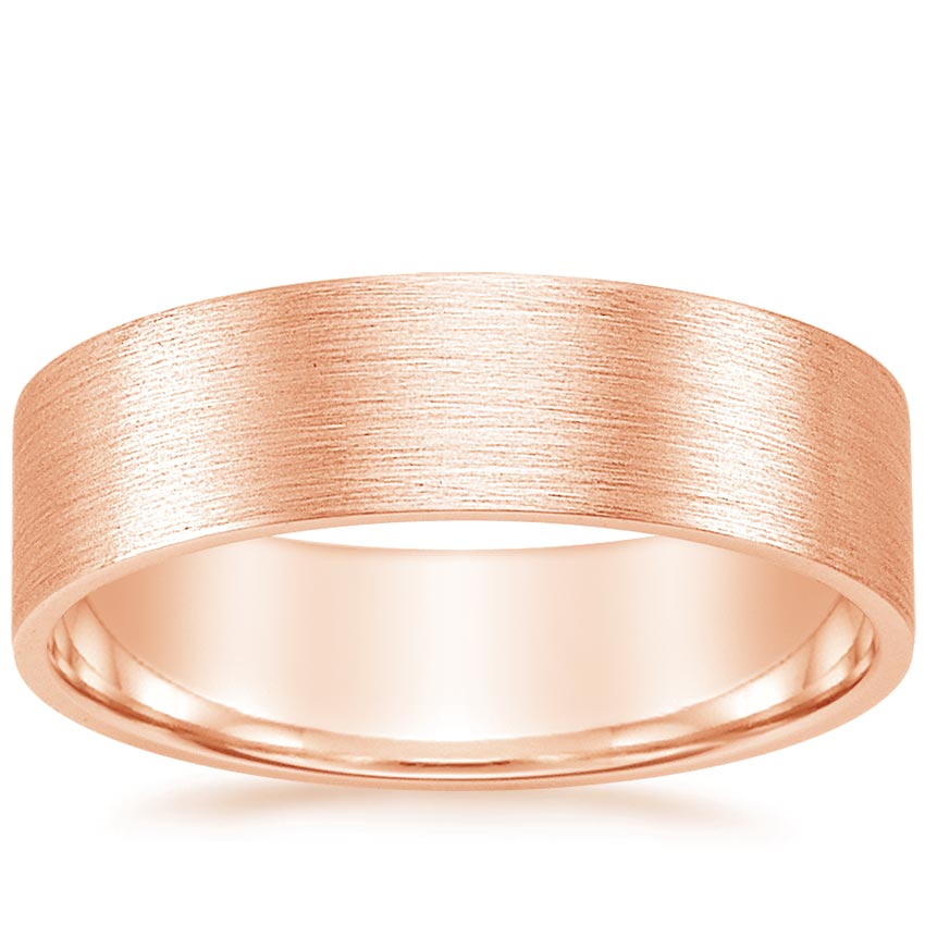 7mm Flat Matte Comfort Fit Wedding Ring in 14K Rose Gold