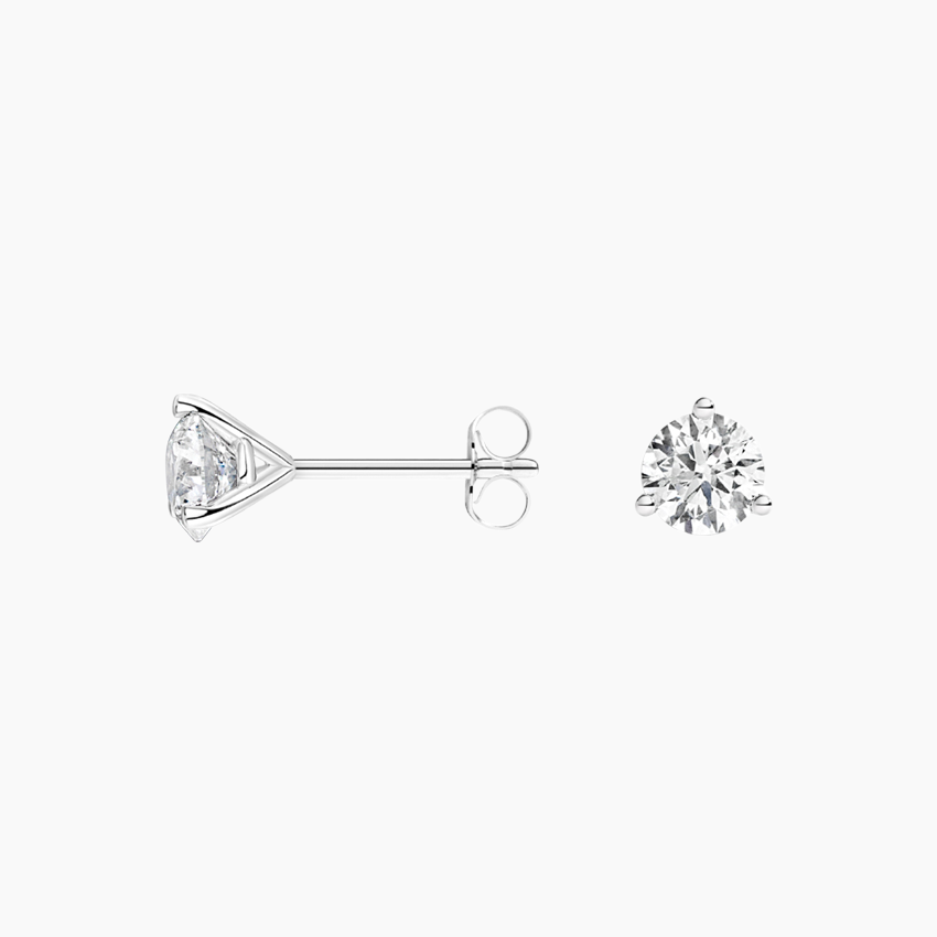 1 ctw Round Near-Colorless Lab Grown Diamond Three Prong Martini Single Stud  Earring - Grownbrilliance