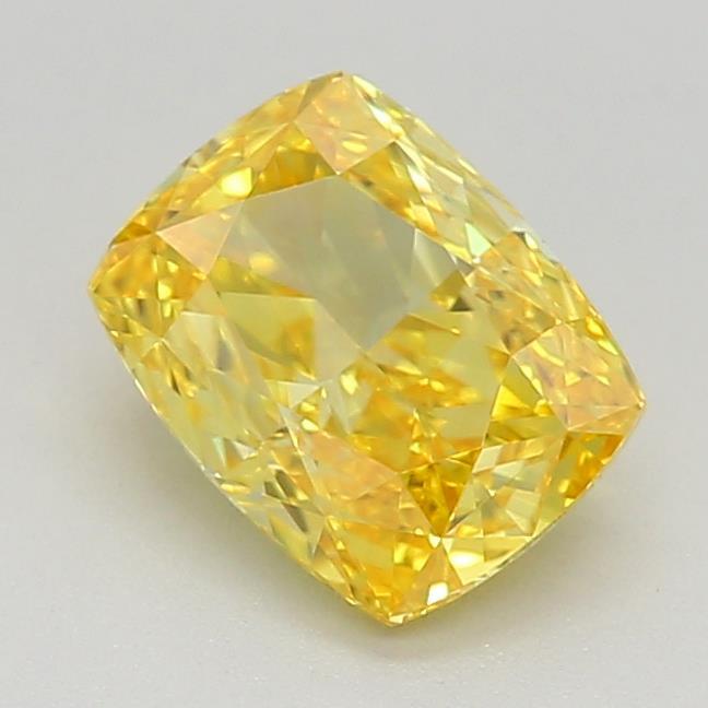 0.74 Ct. Fancy Vivid Yellow Cushion Lab Grown Diamond