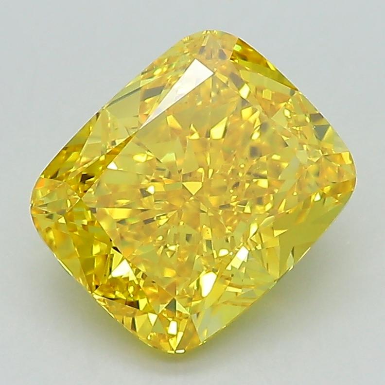 2.69 Ct. Fancy Vivid Yellow Cushion Lab Grown Diamond