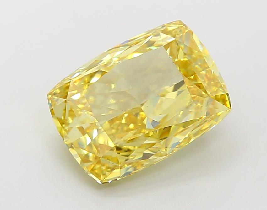 4.06 Ct. Fancy Vivid Yellow Cushion Lab Grown Diamond