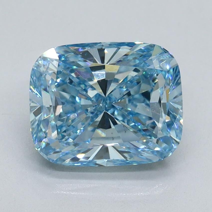 2.01 Ct. Fancy Vivid Blue Cushion Lab Grown Diamond