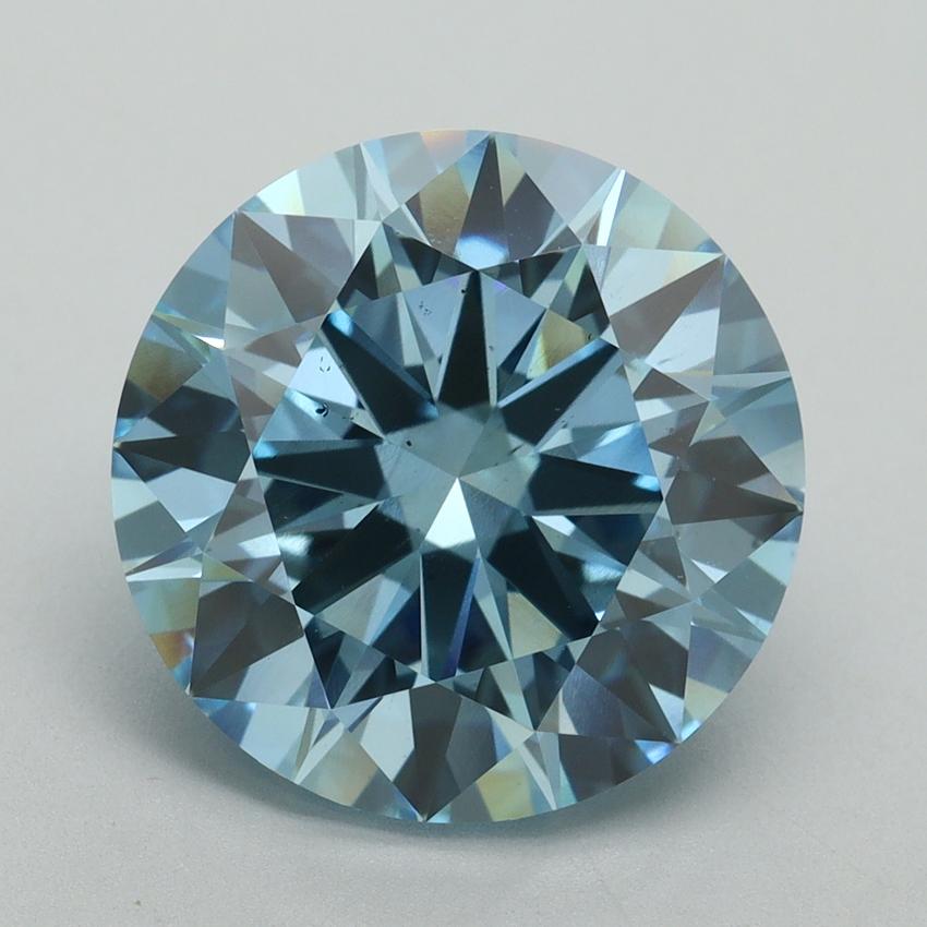 7.02 Ct. Fancy Vivid Blue Round Lab Grown Diamond