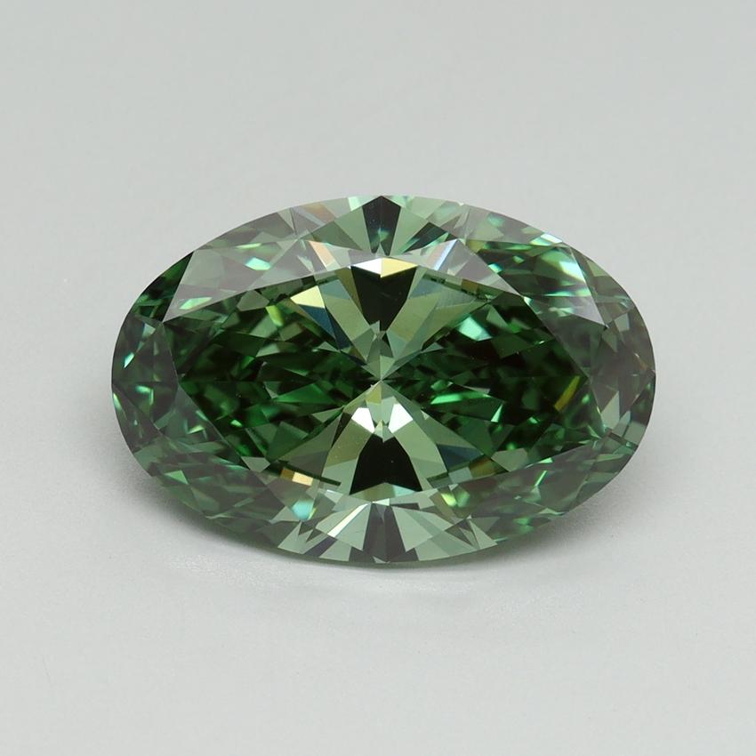 4.12 Ct. Fancy Vivid Green Oval Lab Grown Diamond
