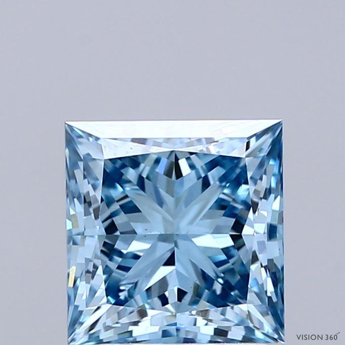 2.01 Ct. Fancy Vivid Blue Princess Lab Grown Diamond