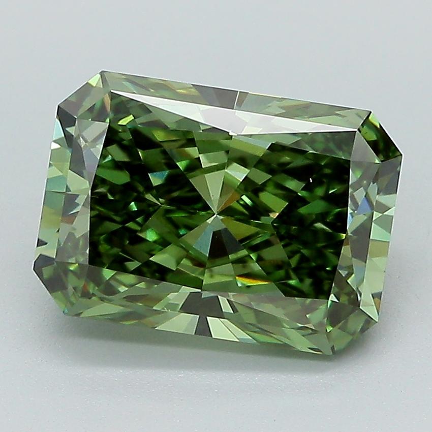 3.02 Ct. Fancy Vivid Green Radiant Lab Grown Diamond