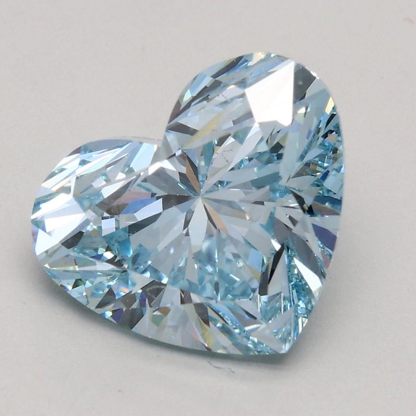 3.22 Ct. Fancy Intense Greenish Blue Heart Lab Grown Diamond