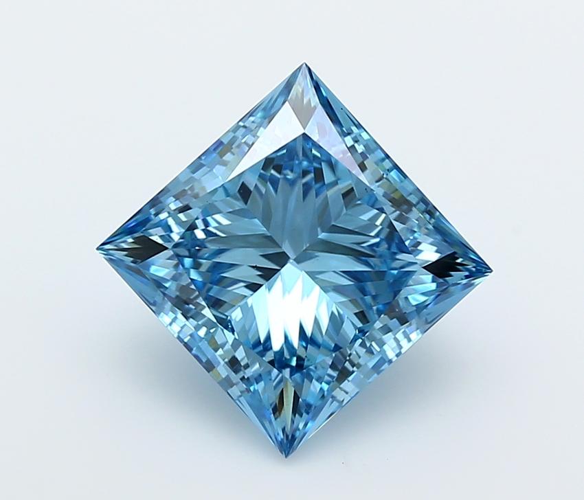 4.00 Ct. Fancy Vivid  Blue Princess Lab Grown Diamond