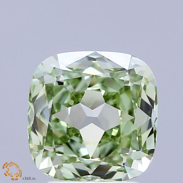 2.78 Ct. Fancy Vivid  Green Cushion Lab Grown Diamond