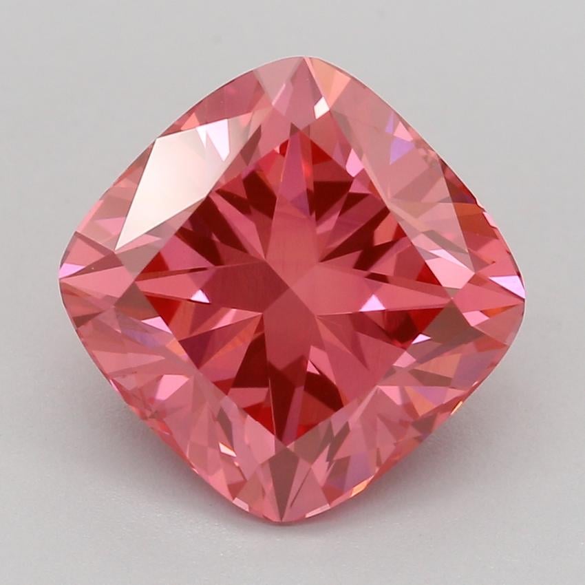 2.55 Ct. Fancy Vivid Pink Cushion Lab Grown Diamond