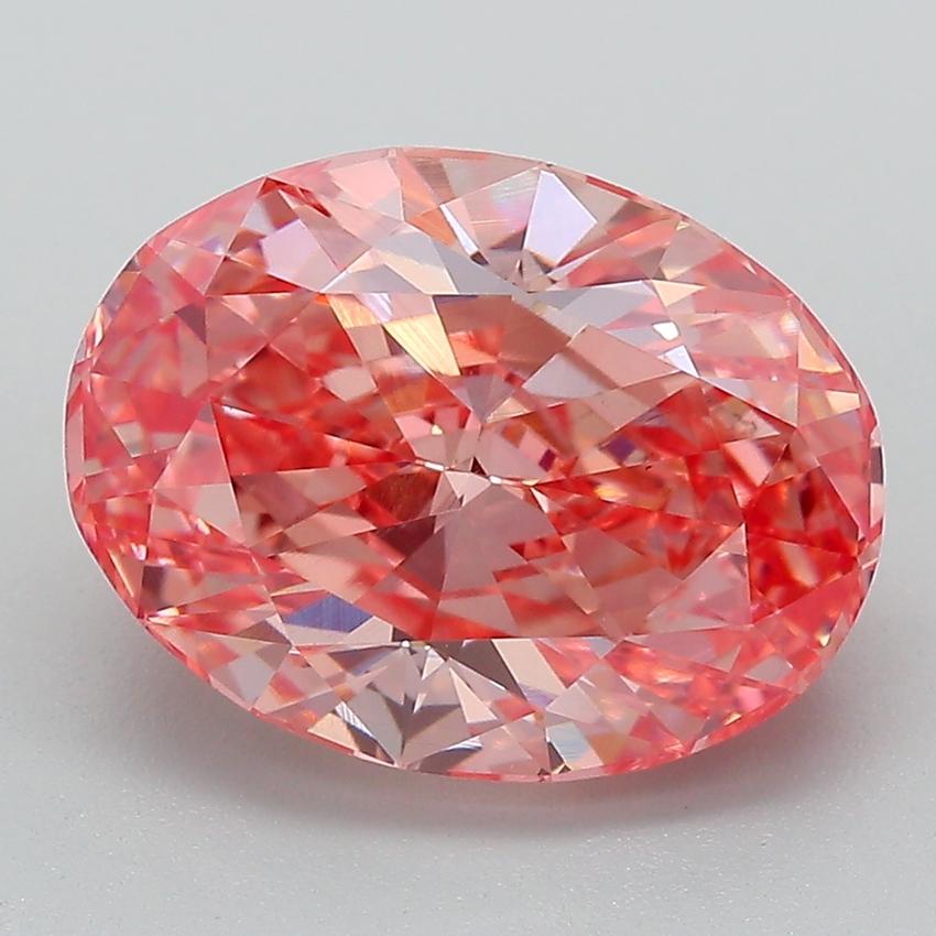 4.55 Ct. Fancy Vivid Orangy Pink Oval Lab Grown Diamond