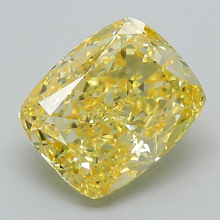 3.86 Ct. Fancy Vivid Yellow Cushion Lab Grown Diamond