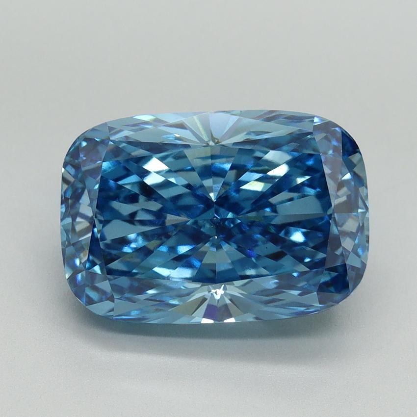 5.51 Ct. Fancy Vivid Blue Cushion Lab Grown Diamond