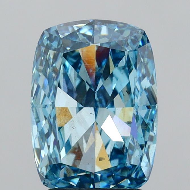 2.60 Ct. Fancy Vivid  Blue Cushion Lab Grown Diamond