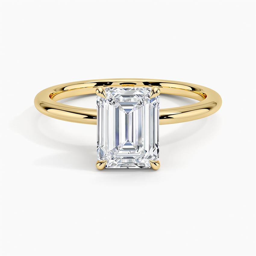 Petite Elodie Solitaire Ring with 1ct Emerald Lab Diamond in 18K Yellow ...