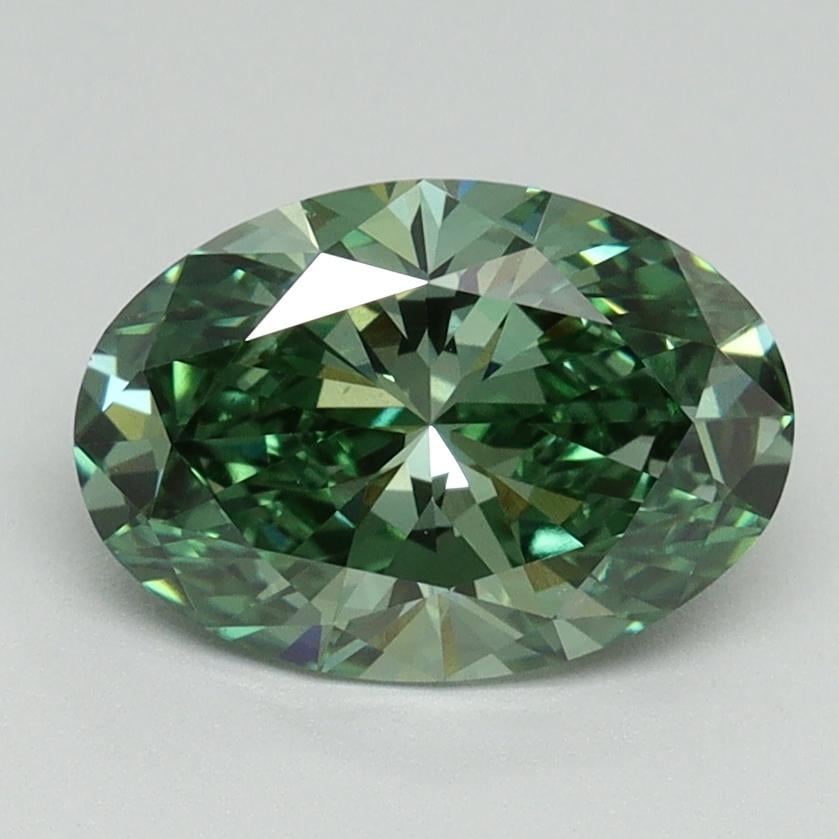 1.69 Ct. Fancy Vivid Green Oval Lab Grown Diamond