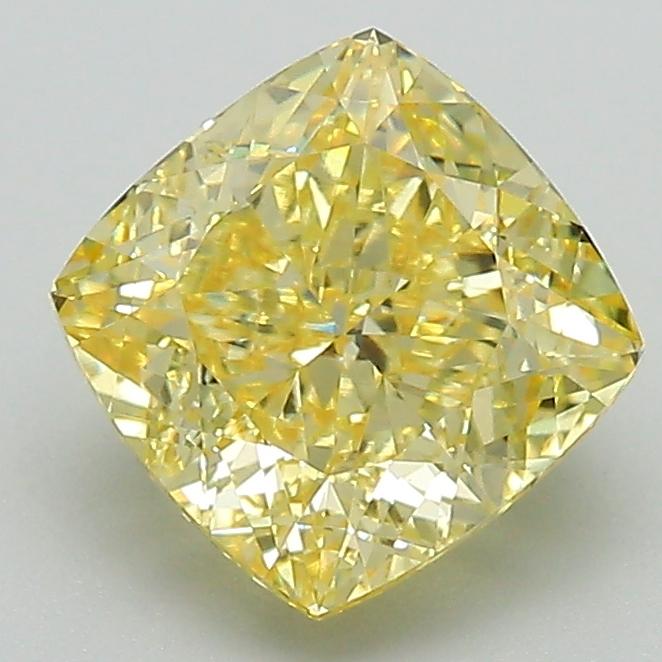 2.10 Ct. Fancy Intense Yellow Cushion Lab Grown Diamond
