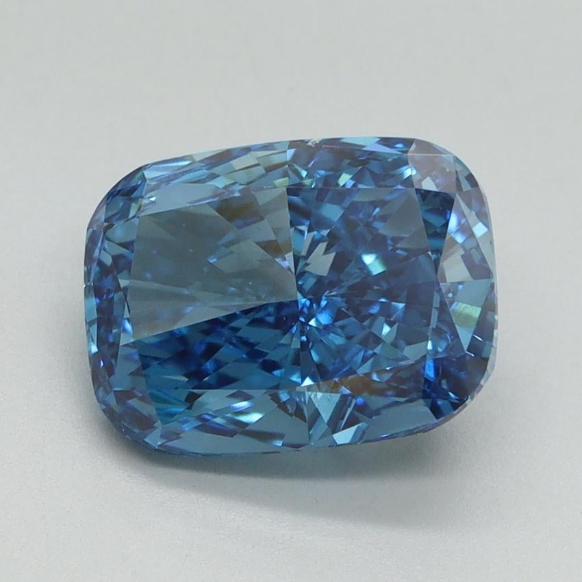 3.01 Ct. Fancy Vivid Blue Cushion Lab Grown Diamond