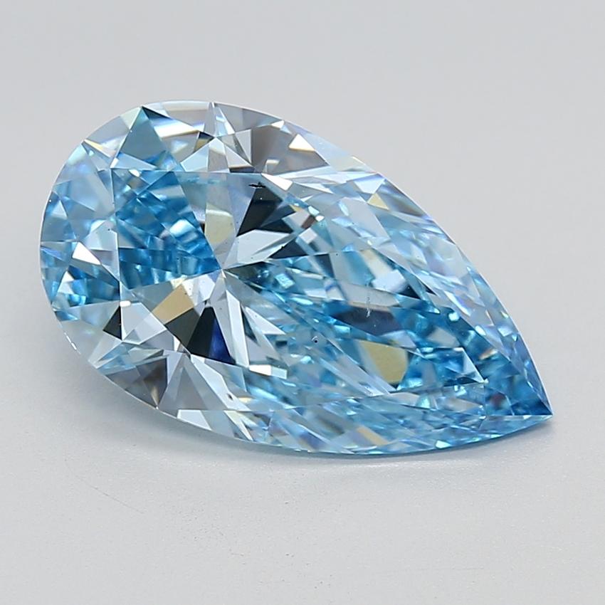 5.16 Ct. Fancy Vivid  Blue Pear Lab Grown Diamond
