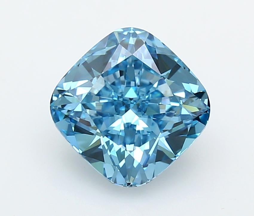 2.73 Ct. Fancy Vivid  Blue Cushion Lab Grown Diamond