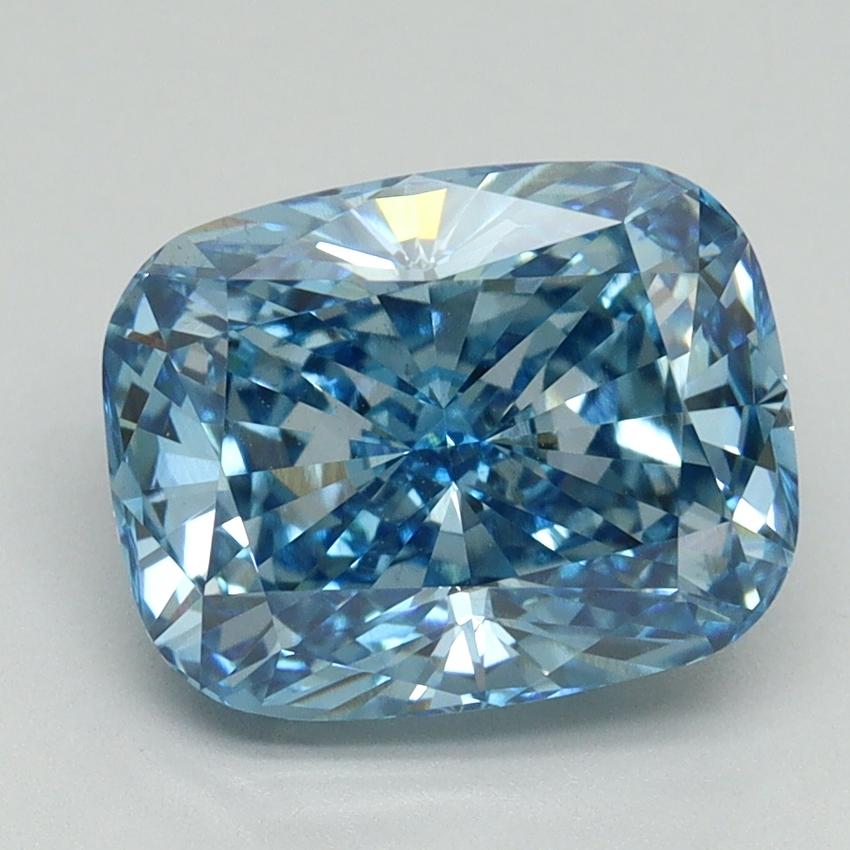 3.18 Ct. Fancy Vivid Blue Cushion Lab Grown Diamond